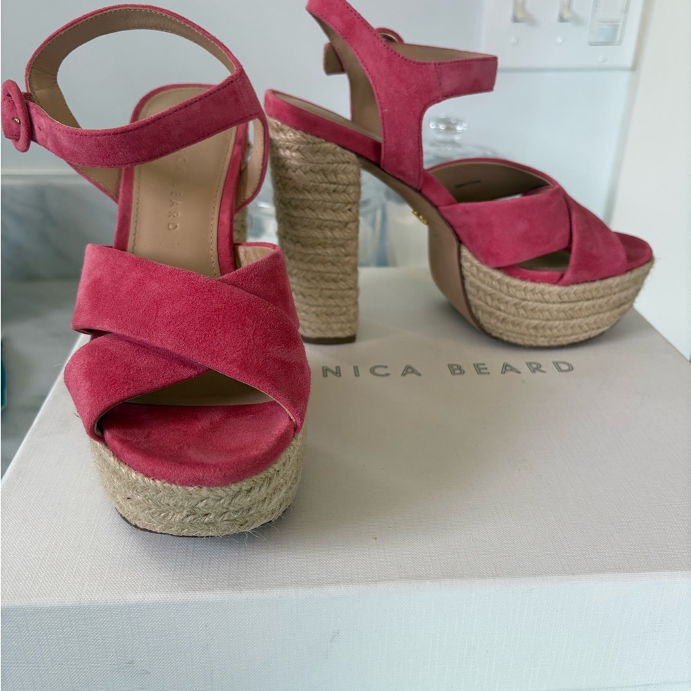 Veronica Beard Lucille Pink Platform Sandals